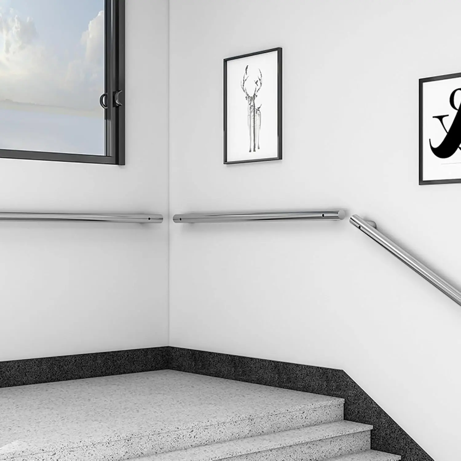 

Stainless Steel Handrail for Home, Anti Slip Kindergarten Railing, Elderly Corridor Barrier, Light Luxury Wall Mount Guardrail