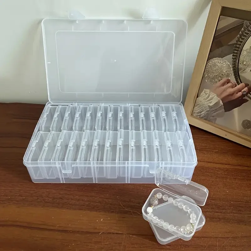Transparent plastic craft storage box, portable multifunctional storage box, suitable for jewelry, beads, DIY art supplies