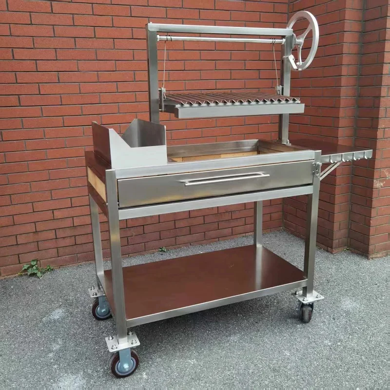 New Den Wood Charcoal Stainls Steel BBQ With Fire Basket Asado Plla Santa Maria Argentina Argentine Grill