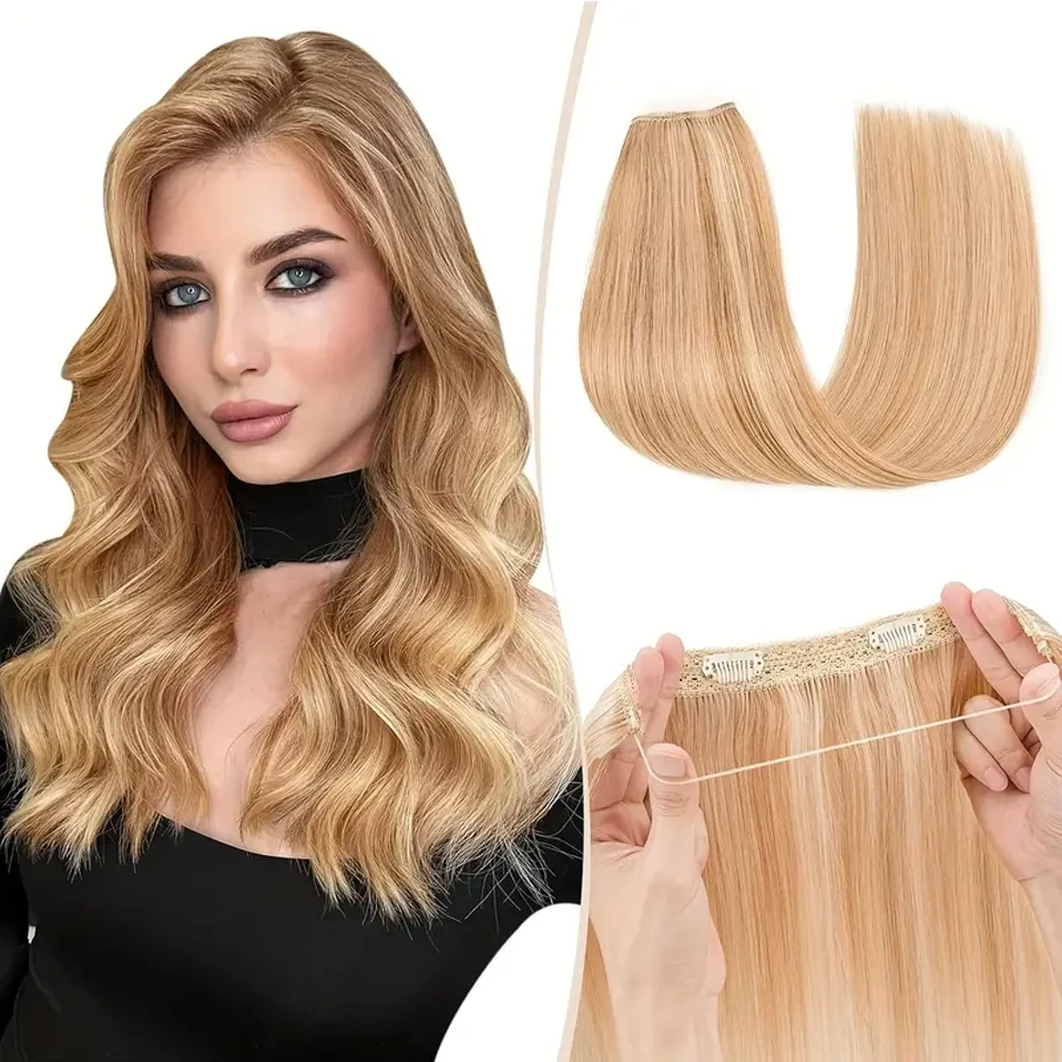 

S-noilite настоящая человеческая проволока для наращивания волос, невидимые регулируемые шиньоны, секретные зажимы для наращивания волос для женщин