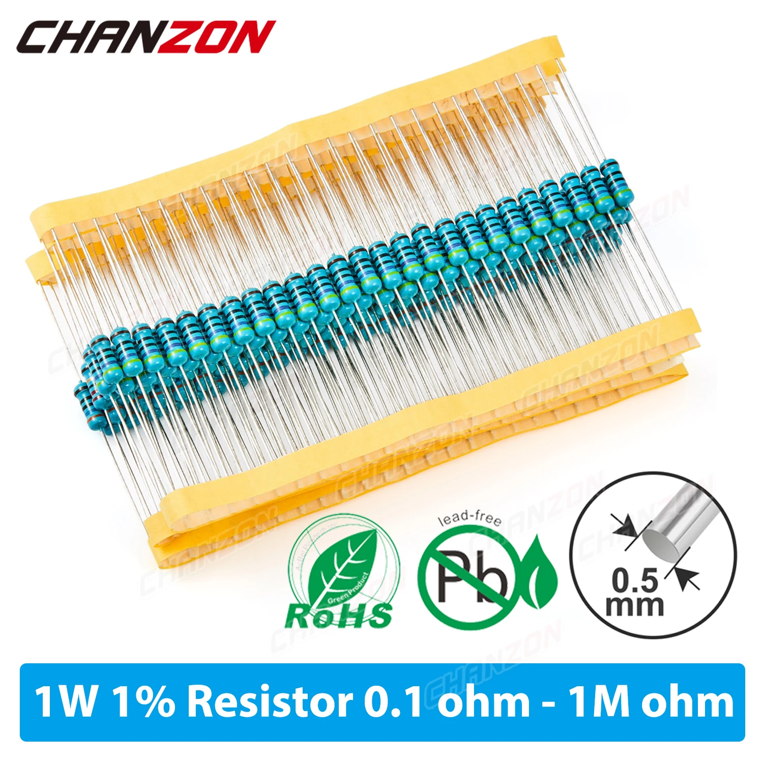 1W 1% High Precision Metal Film Resistor Kit 0.1 2 4.7 10 47 100 470 1K 4.7K 22K 47K 68K 1M Ohm 1 Watt Resistance Assortment Set