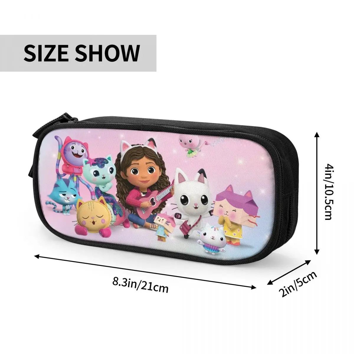 Customized Gabbys Mercat Cats Cute Pencil Case Girls Boys Large Capacity Cartoon Dollhouse Pencil Bag School Supplies