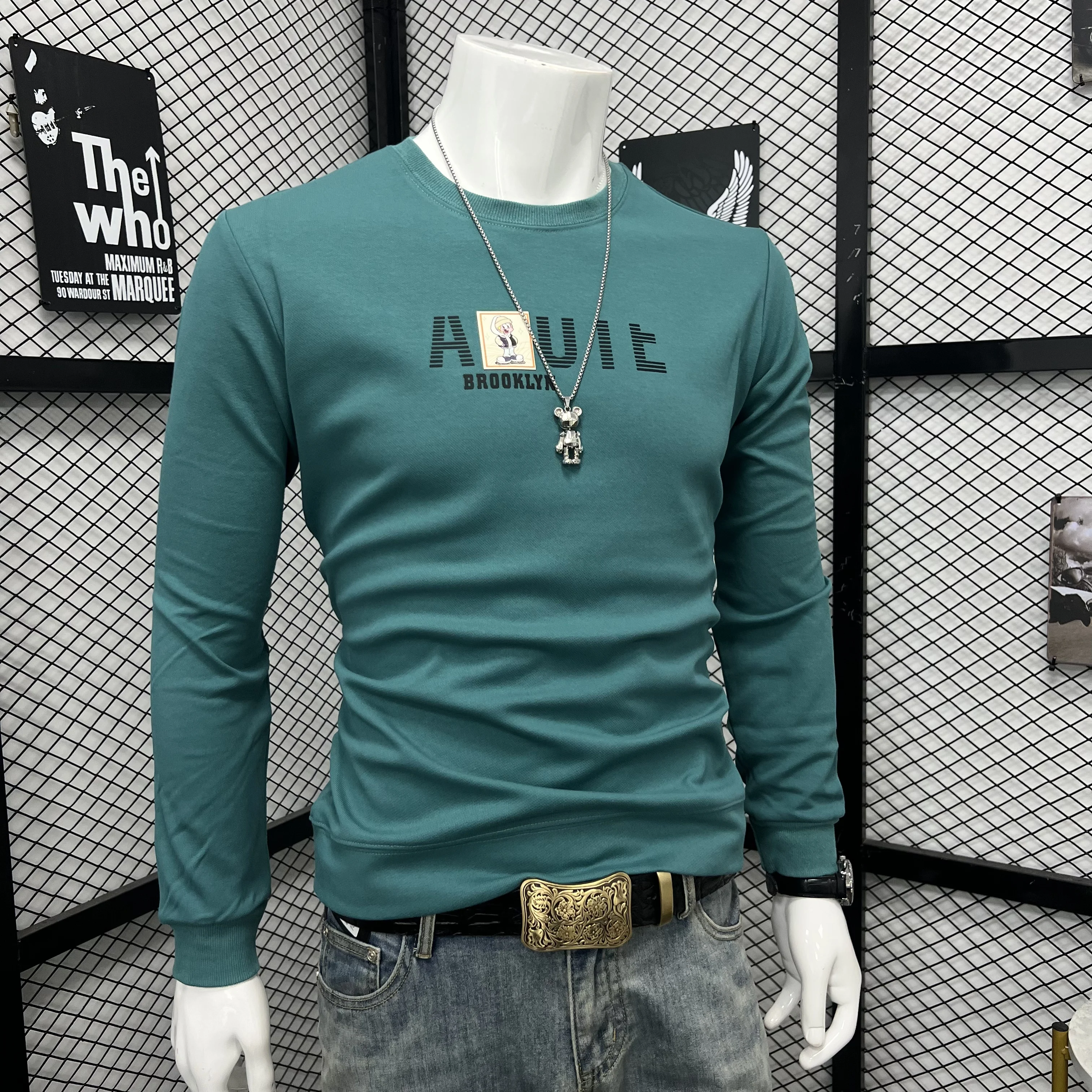 Men's Pullover New Autumn Fashion Men's Long Sleeve Crew Neck Shirt hoodie Luxury  Printed Letter Slim Sweatshirt Base Top ﻿