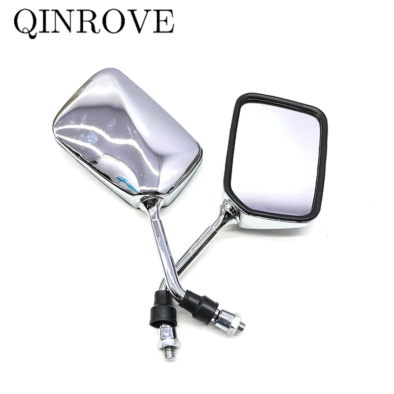 Motorcycle Retro Rearview Mirrors 10MM Chrome Square Side Mirror for Benelli TRK502 BN302 TNT150 Leoncion 250 Ducati Monster 821