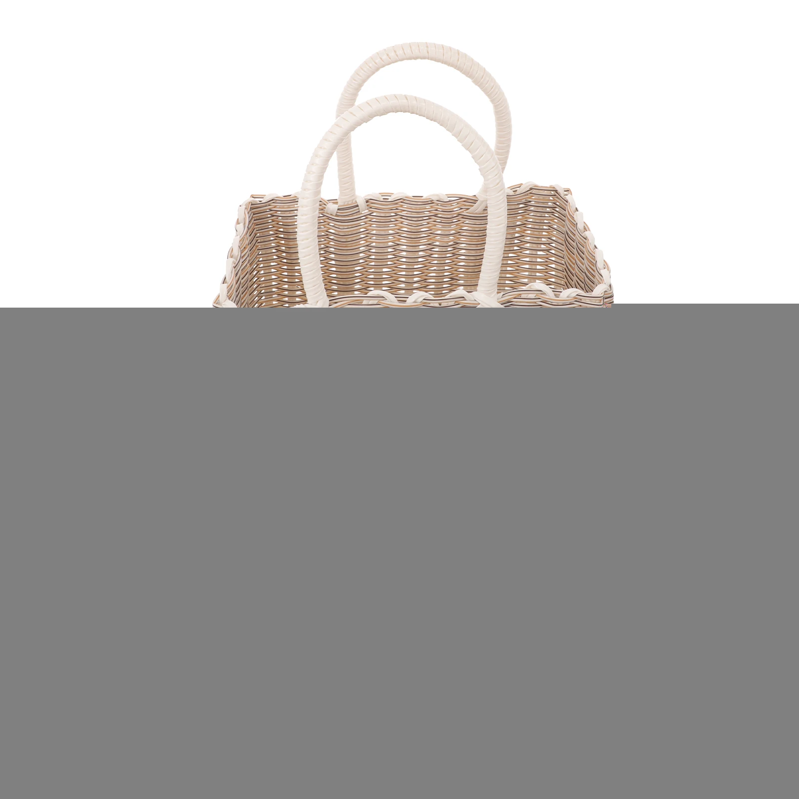 

Shopping Basket Plastic Baskets with Handle for Bathroom Vegetable Storage Small Portable Picnic Organizer Square Medium Beige