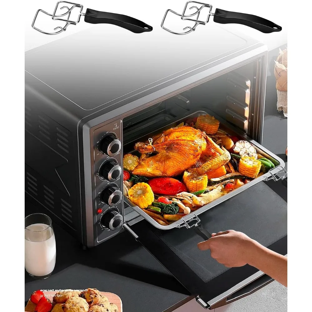 2 Pcs Air Fryer Convection Toaster Oven Tray Extractor, Handle, Oven Rack Pull Tool, Grills Clip