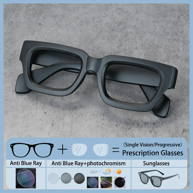 

New Square Frame Men Prescription Sunglasses Custom Presbyopia Glasses Women Optical Photochromic Anti Blue Ray Myopia Eyewear