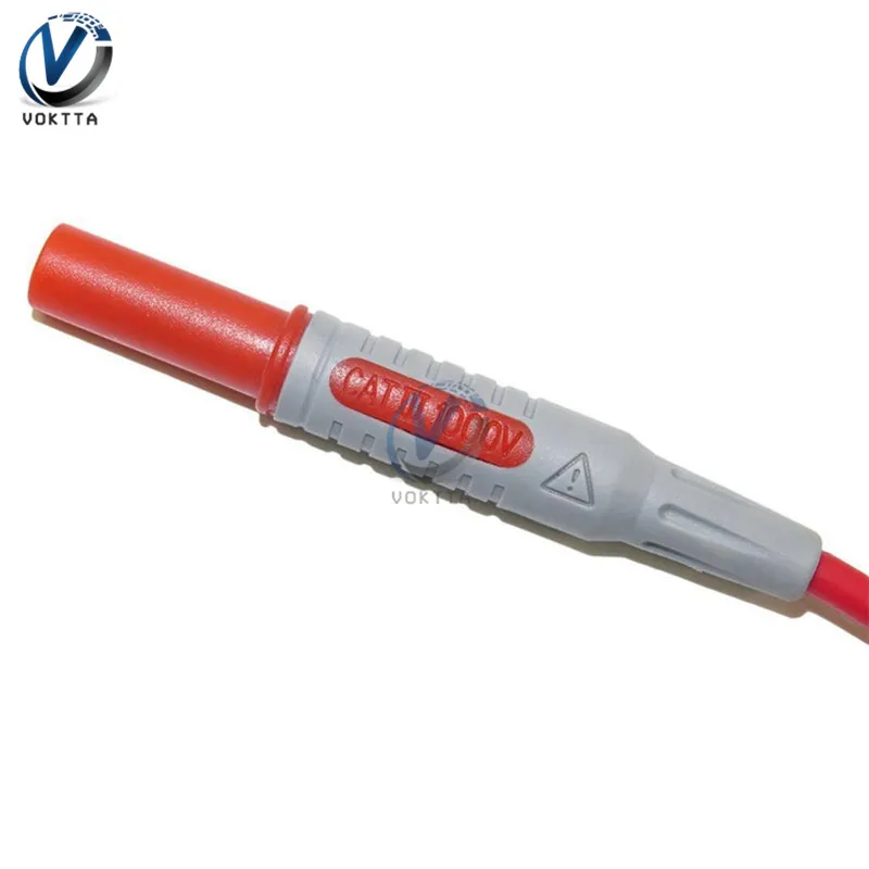 P1032/P1033 4mm 1000V 15A Banana Plug Test Line Injection Molded Straight/Right Angle to Straight Multimeter Silicone Wire Cable