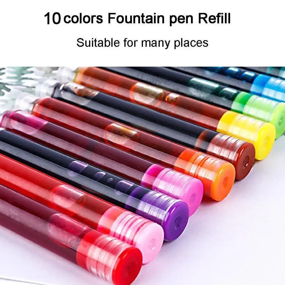 High Quality 10pcs Color Ink Supplies Fountain Pen Office School Ink Student Refill Ink Refills Stationery Cartridge Dispos V6m5