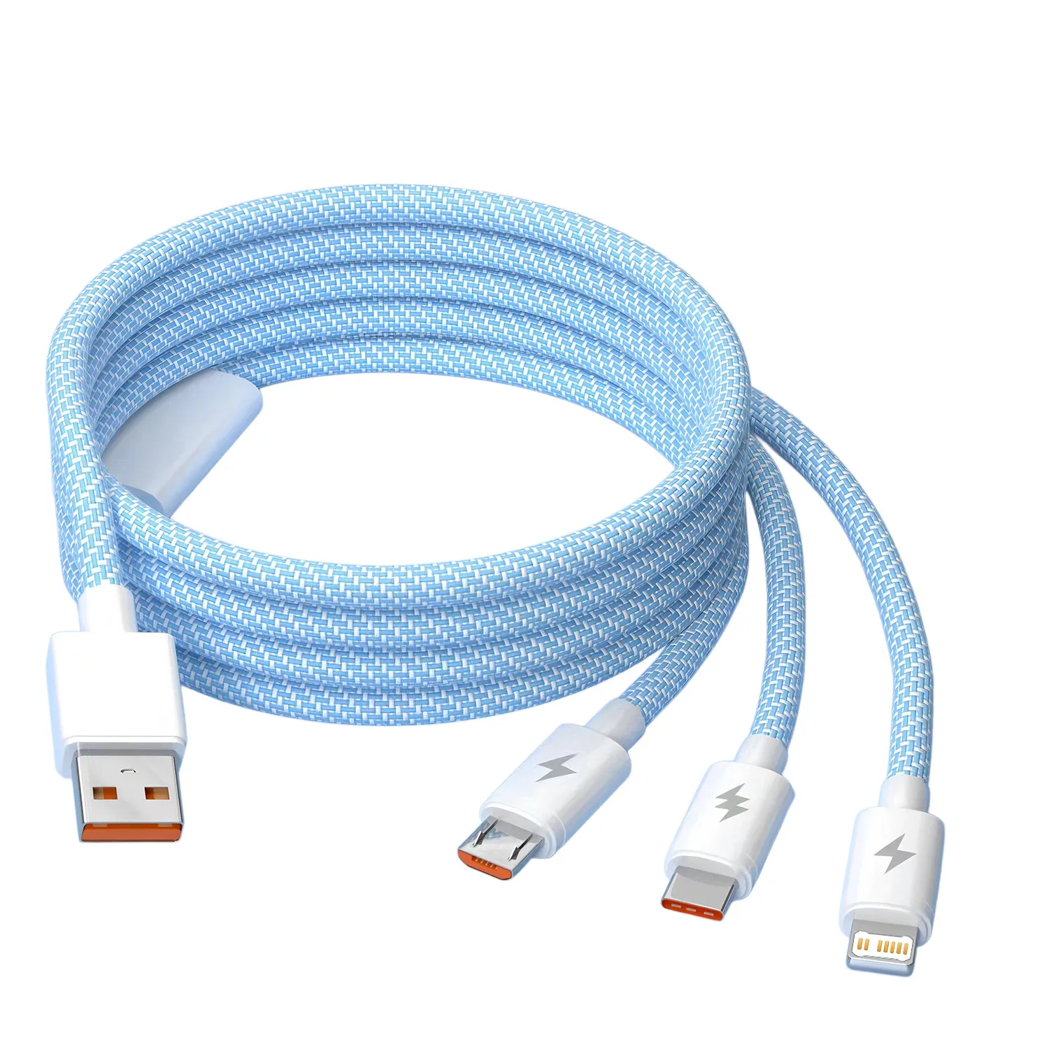 240W 3 In 1 USB to Type C Micro IOS Fast Charging Cable 3A Quick Charge Phone Data Cord For Xiaomi Redmi Oneplus iPhone Huawei