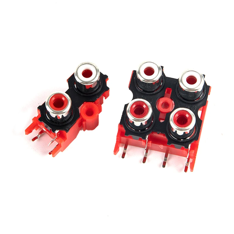 

2PCS 2P 4P 6P 8P RCA Female Audio Video Plug AV Connector Socket Connector AV2-8.4-13 Red PCB Parts