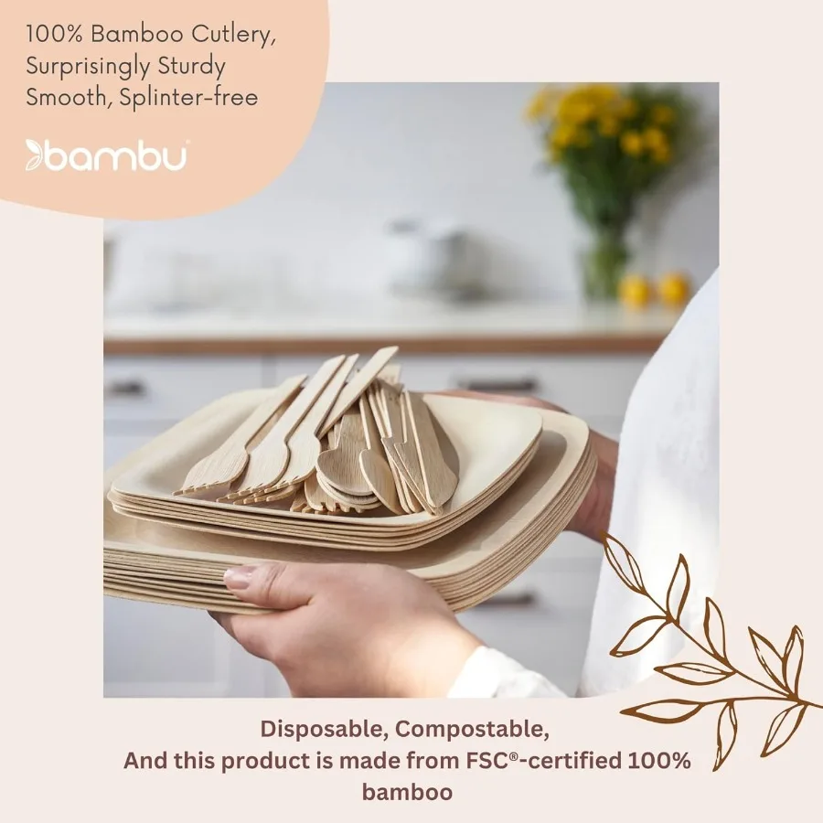 Pack of 250 Bamboo Knives Disposable Set Biodegradable Eco Friendly Products Bamboo Utensils for Events Compostable Cutlery Bul