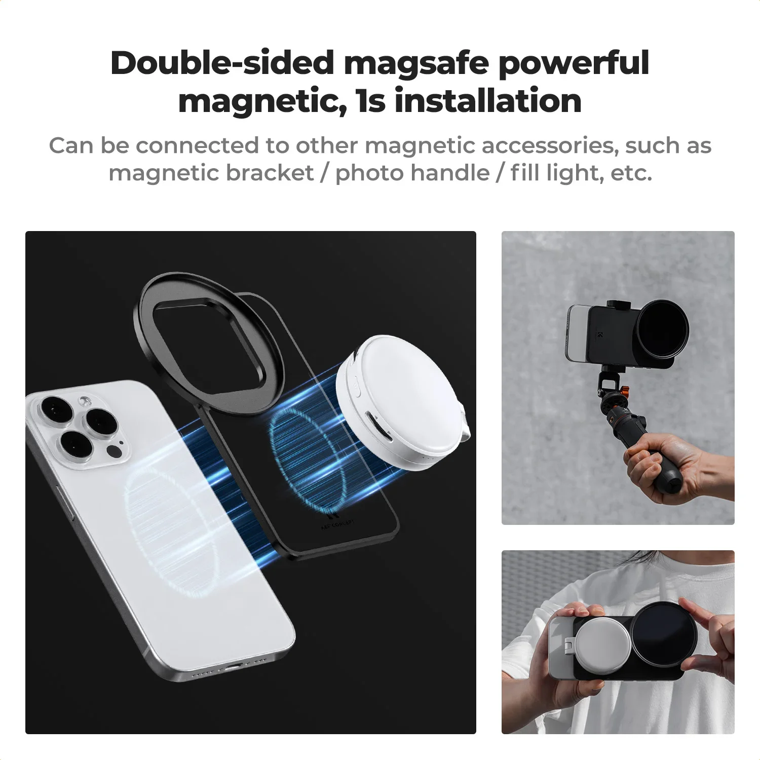 K&F CONCEPT MagSafe محول حامل مرشح عدسة مغناطيسي 6 1 بوصة مع مرشح متغير ND2 إلى ND32 67 مم لـ iPhone16 15 Pro التصوير الفوتوغرافي #5