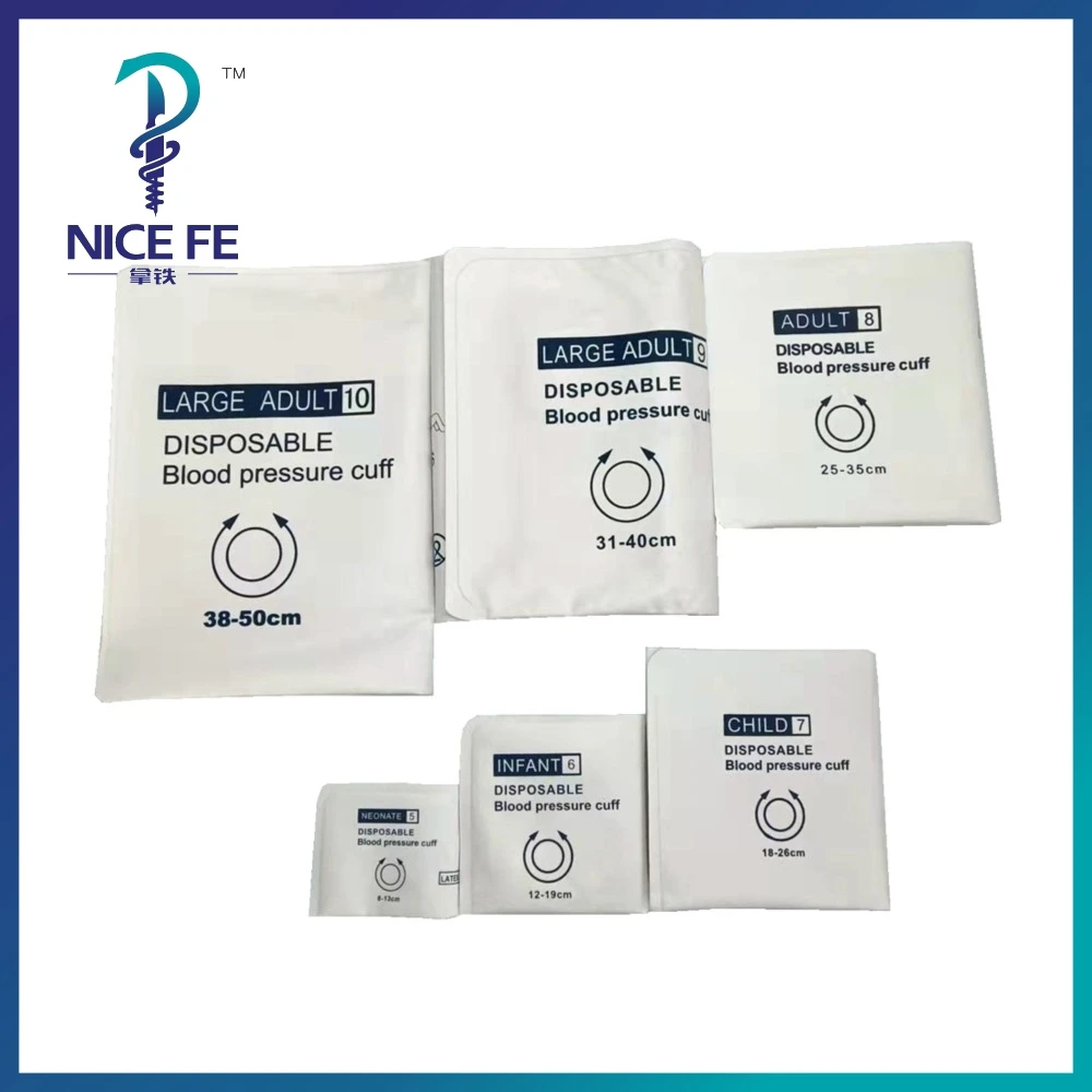 Disposable Blood Pressure Transducer Cuff Nonwoven Nibp Cuff Double Tube 20cm Hose for Blood Pressure Monitor with Connector