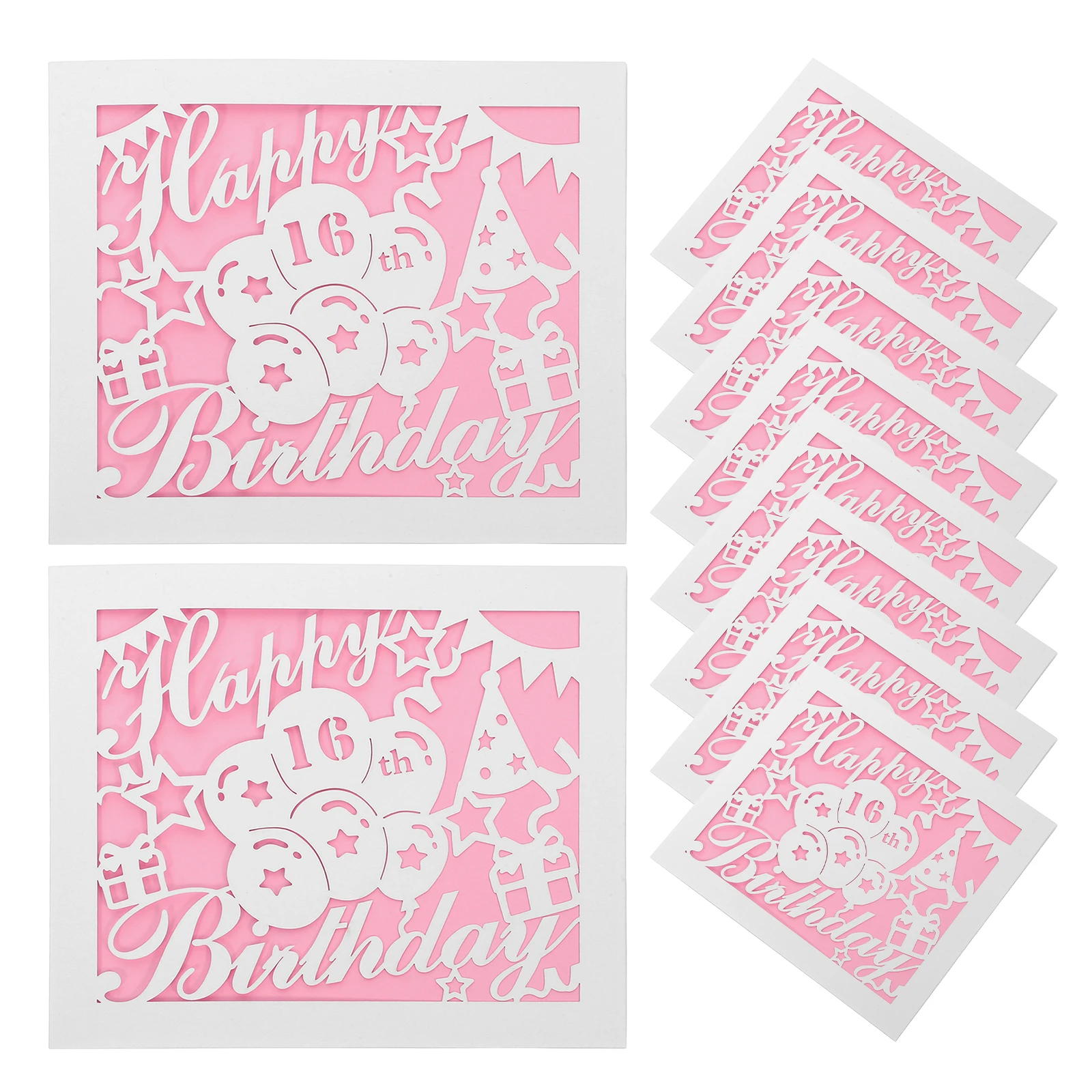 

10 set Hollow Birthday Cards 16Th Elegant Paper Greeting With Envelope Bulk Blank Cards For Girls Students Office Party Blessing