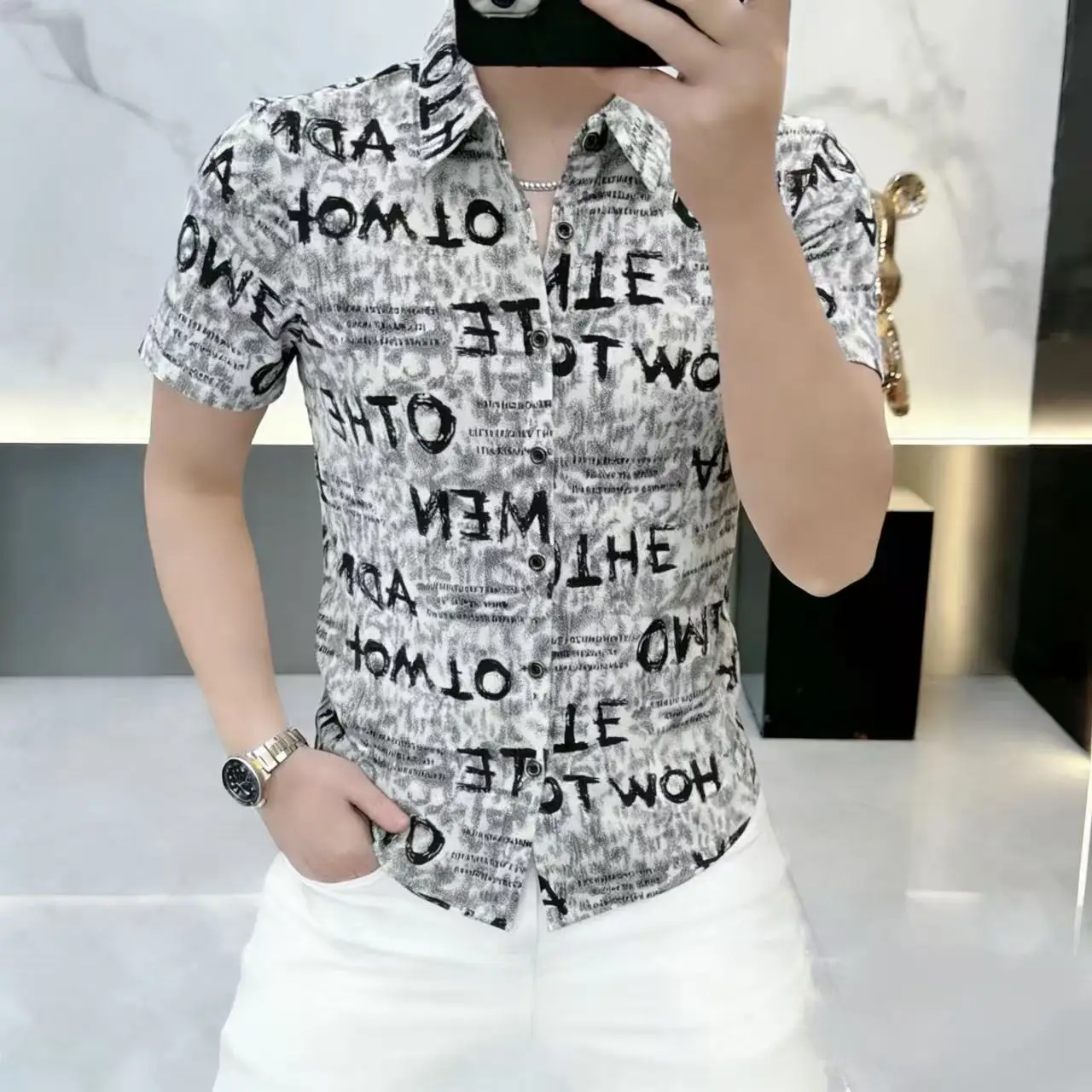 Social Trendy Coolness Shirts For Men Short Sleeved Digital Print Summer Quality Smooth Comfortable Streetwear Camisas De Hombre