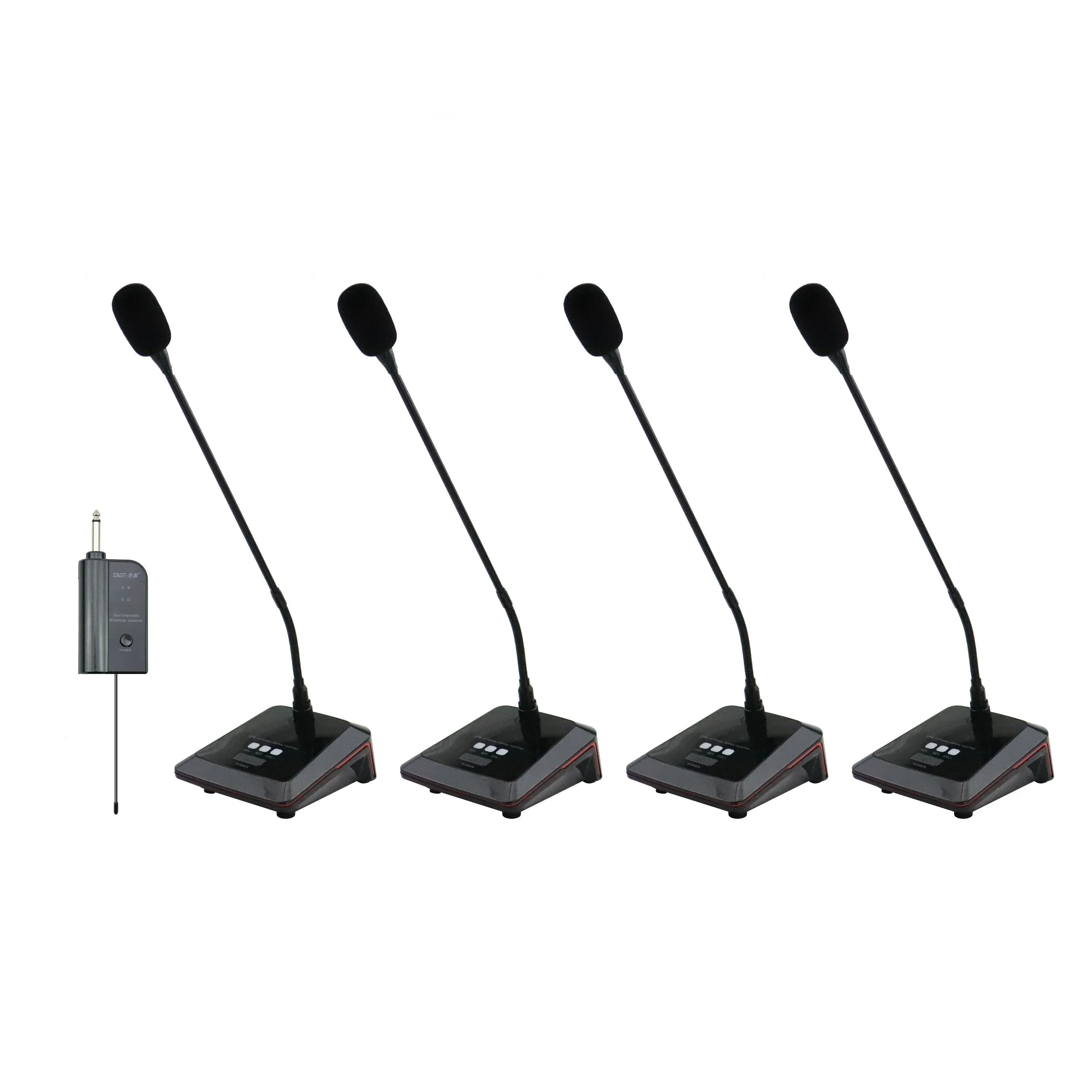 

Professional 4-Channel Gooseneck Wireless Desktop Microphone for Meetings & Conferences 1 Receiver for Studio Use