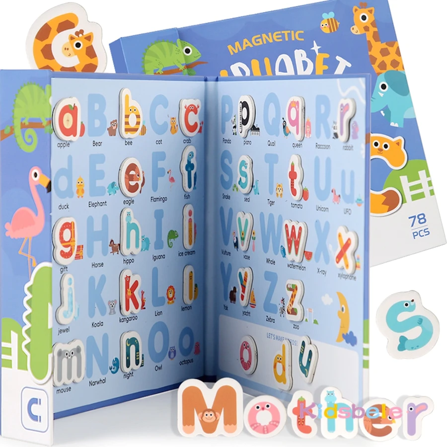 Magnetisches ruhiges Buch für Kleinkinder, Buchstaben/Zahlen, Erkenntnis, Montessori-Wörter, Mathematik-Lernbuch, STEM-Magnetaufkleber, Spielzeug, Puzzle-Spielzeug