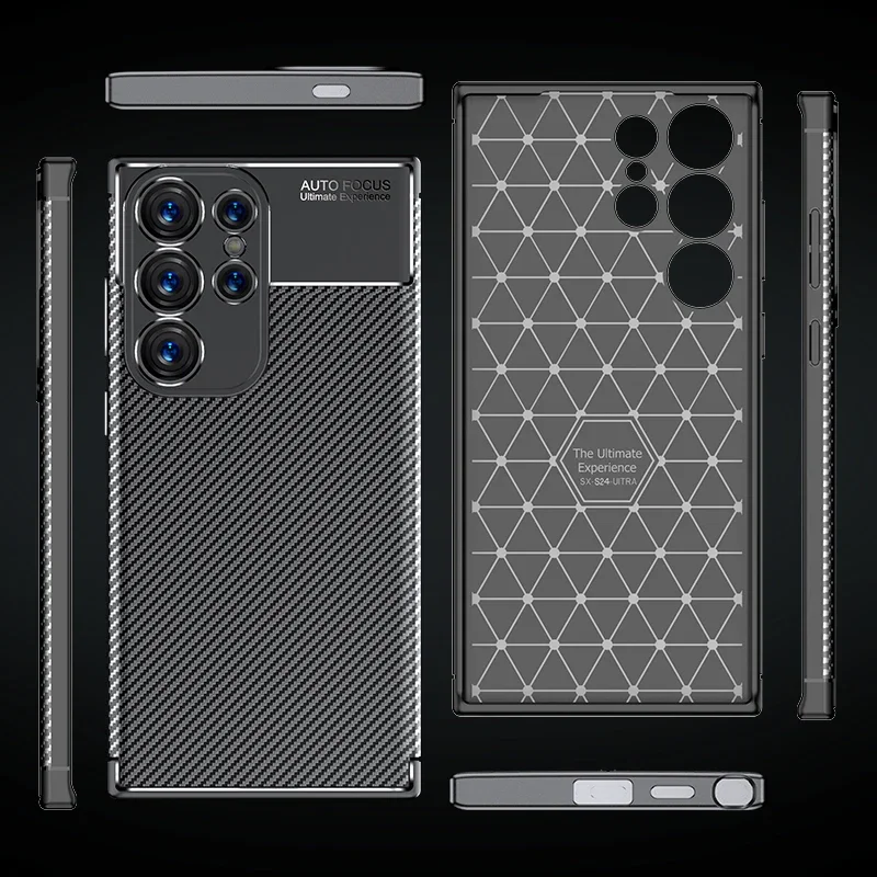 Carbon Fiber Phone Case for Samsung Galaxy S24 Ultra S22 Plus S23 S21 FE A15 A05 A05S A24 A34 A54 A14 A13 TPU Cover