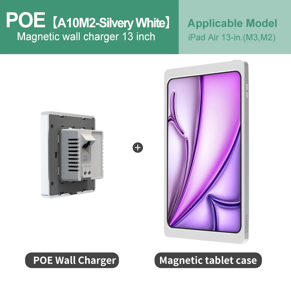 

EMONITA Wireless Wall Mount Magnetic Charger Stand for iPad Air 11"/ 13" (M2/M3, 2025) – 86MM 18W AC Power Strong Magnetic