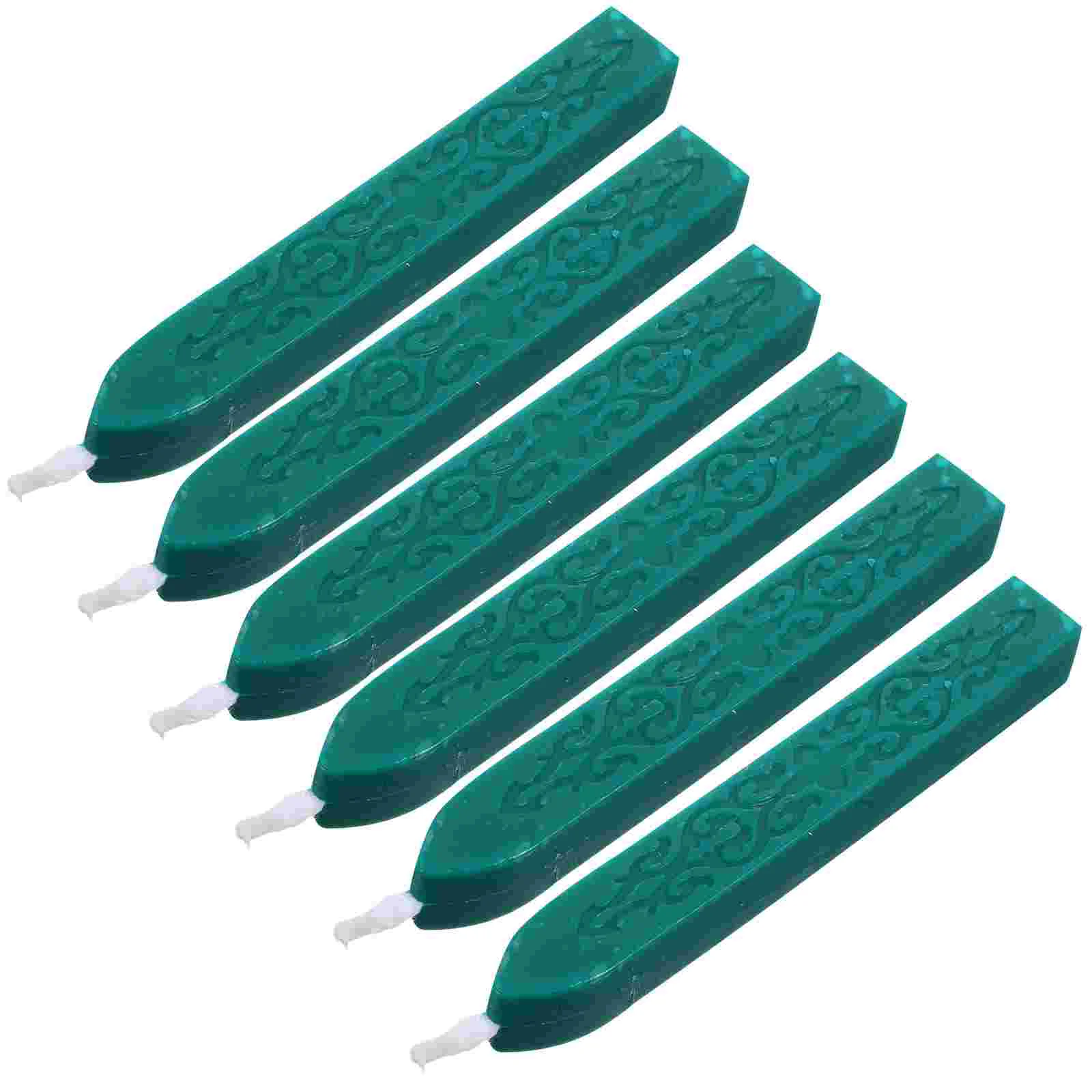 6 Pcs Dark Green Sealing Wax Sticks With Wicks Wax Seal Sticks For Adhesives Letters Cards Invitations Envelopes Gift Packaging