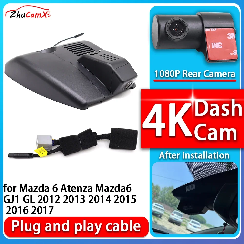 

ZhuCamX 4K 2160P Plug and Play Dash DVR Cam Video Night Vision For Mazda 6 Atenza Mazda6 GJ1 GL 2012 2013 2014 2015 2016 2017