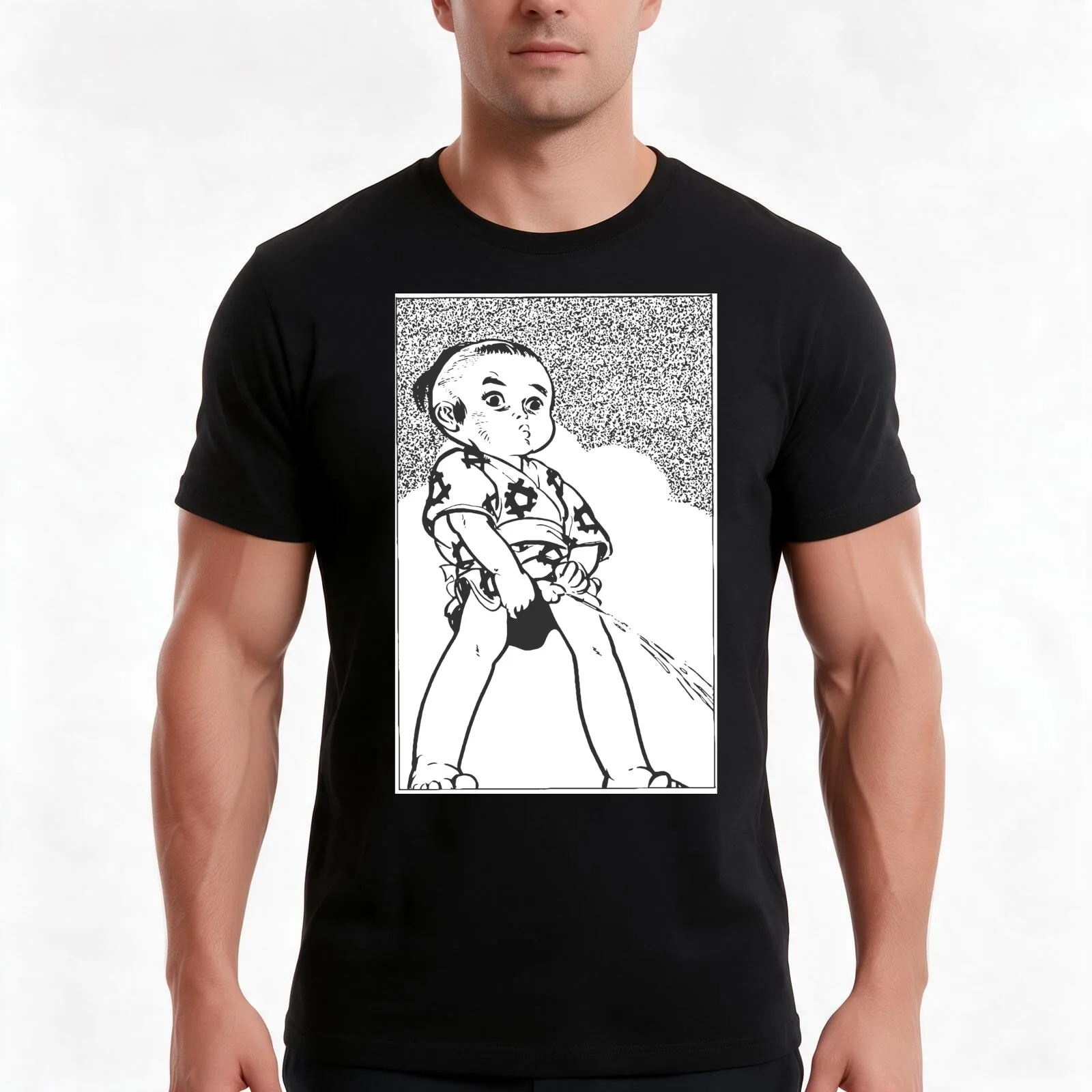Daigoro Itto piss Lone Wolf T-Shirt, Summer Casual Cotton Tee, Oversized Streetwear Tops, Vintage Graphic Print, 100% Cotton