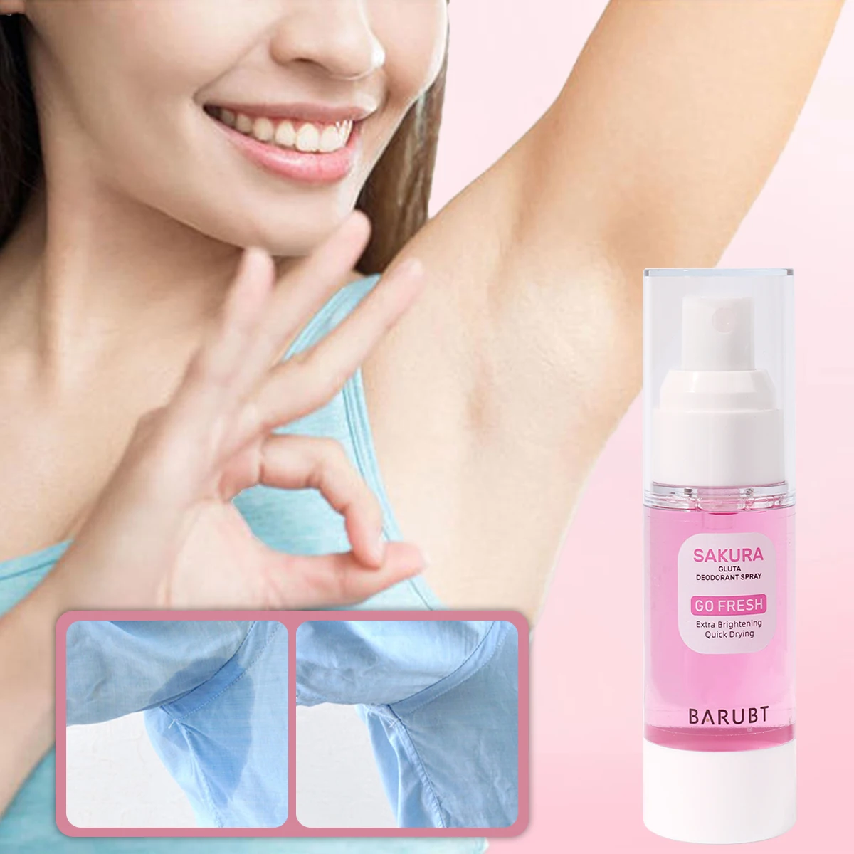 BARUBT Cherry Blossom Fragrance Antiperspirant Spray Anti Perspiration Lotion for Removing Sweat Smell and Odor Under the Armpit
