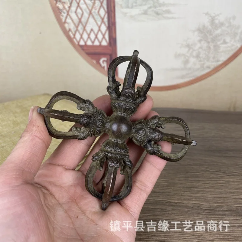 

Cross Pestle Tibetan Style Antique Decorative Crafts Decoration Hand Pieces Cross bronze artifact