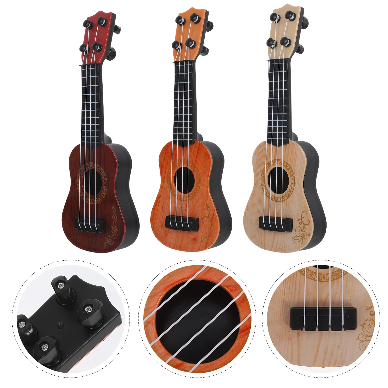 3 uds Mini ukelele instrumentos musicales juguete niños guitarra niño principiante juguetes plástico educativo niño pequeño