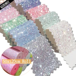 QIBU Solid Color Chunky Glitter Fabric By Yard Christmas Faux Leather Roll Bulk Wholesale DIY Hairbows Handbags Crafts Supplies