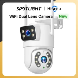 Hiseeu-Wireless Surveillance Camera, Dual Lens, 4X Digital Zoom, AI Human Detect, ONVIF, Outdoor Security PTZ IP Cameras, 4K, 8M