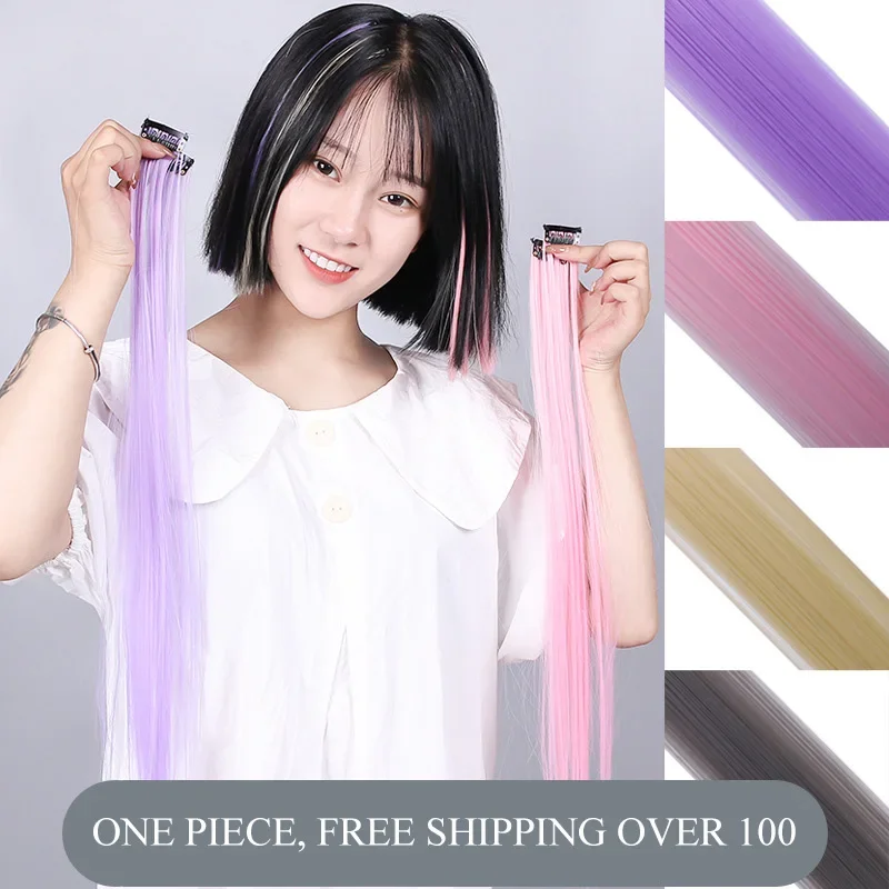 1PCS Rainbow Girl Hair Extension Hairpin Long Straight Hair Clip Heat Resistant Straight For Women Styling Tool Accesories