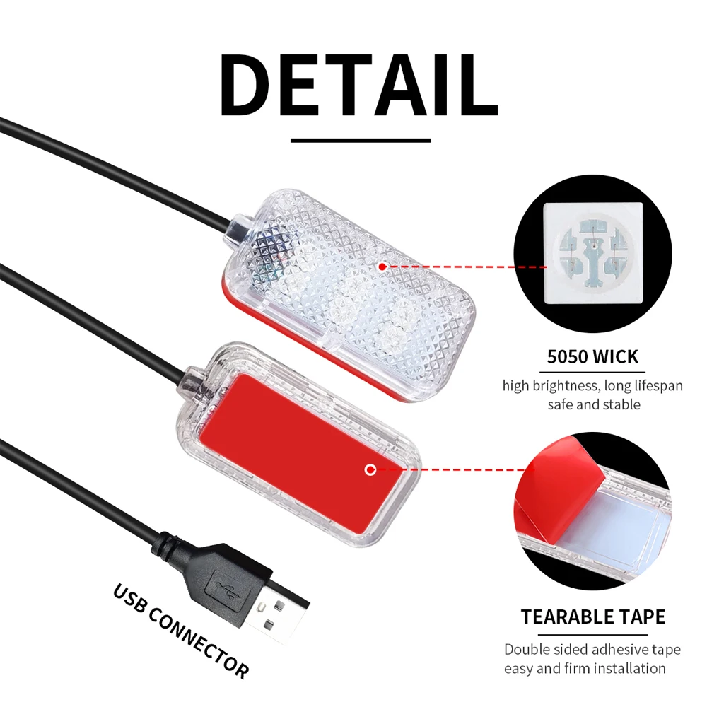 جو السيارة Led القدم ضوء USB أخف بيئة السيارة أضواء الزخرفية السيارات الداخلية المحيطة مصابيح مع ضوء LED 1 Set