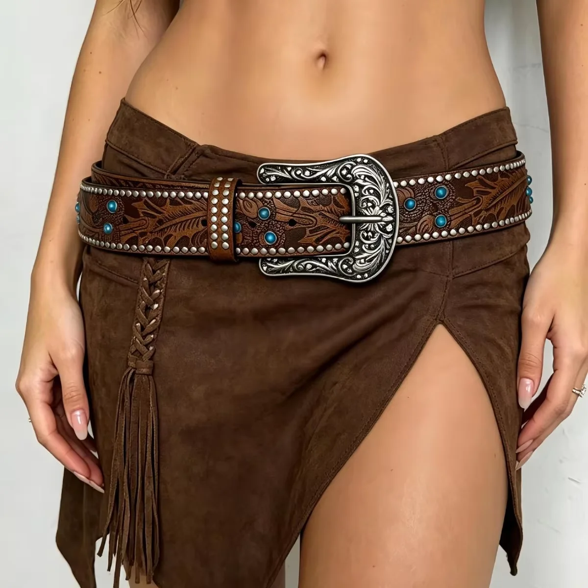Decorative Waist Belt Vintage Pu Leather Belt Embossed Belt Decorative For Daily Matching Multiple Styling Styles Party