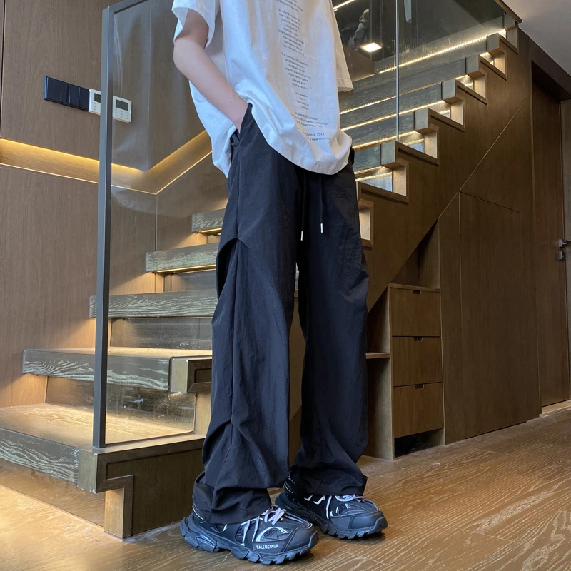 

Ice Silk Qui Dry Paratrooper Pants Men's Summer New American Trend Brand Workwear Parachute Pants Straight Casual Trousers