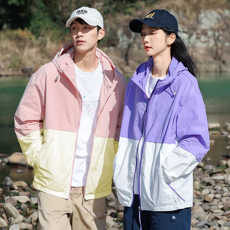 سترة واقية من الشمس من الحرير الجليدي - ملابس صيفية وخفيفة الوزن للحماية من الشمس للرجال في الهواء الطلق سريعة الجفاف مع سترة ومعطف بغطاء للرأس