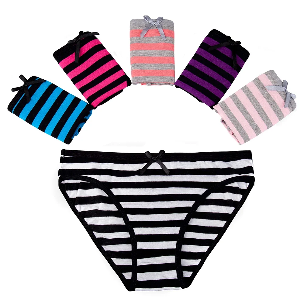 Damesondergoed Katoen Sexy Kanten Slipje Gestreepte Slips Dagelijkse Lingerie Meisjes Dames Knickers Maat M L XL 5 stks/set