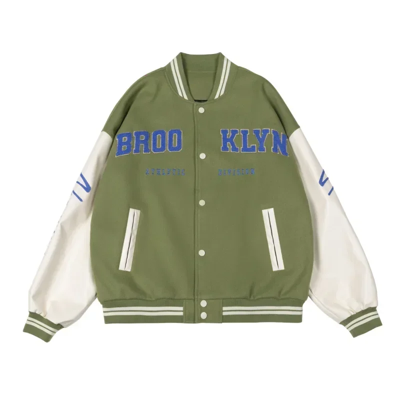 Retro Baseball Jacket Men Spring Autumn High Street Man Varsity Jackets Casual Hip-hop Coat Couple Clothing 2024 Streetwear