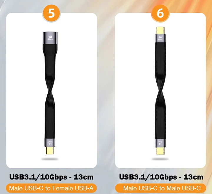 USB3.1 10Gbps Short Cable 13cm PD 100W USB to Type C Cable Converter OTG USB Adapter USB4 20Gbps Cable 22cm for SSD Power Bank