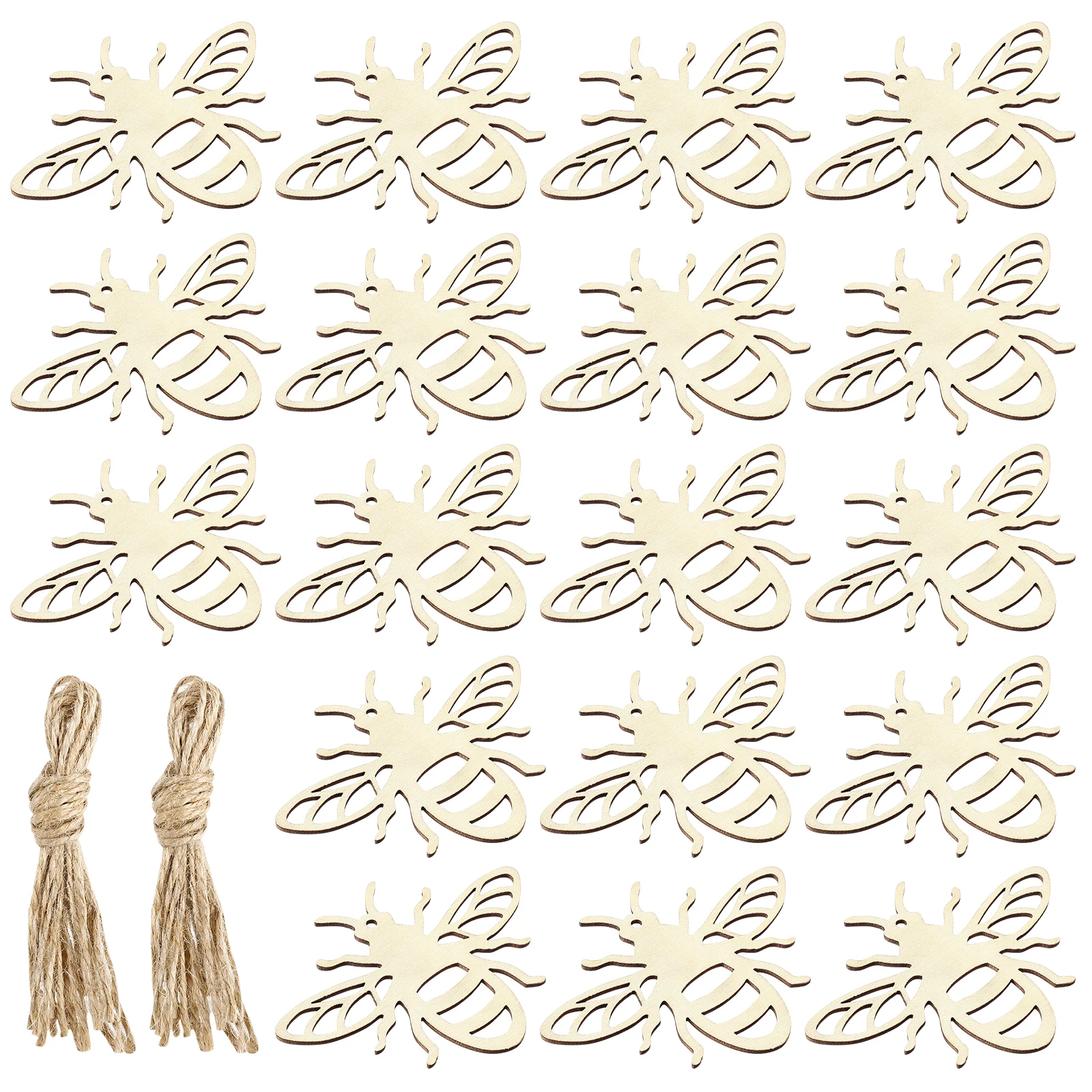 Houten plakjes met bijen 20 stuks uitgehold onvoltooide ambachten DIY hangers voor decoraties houten hangende ornamenten