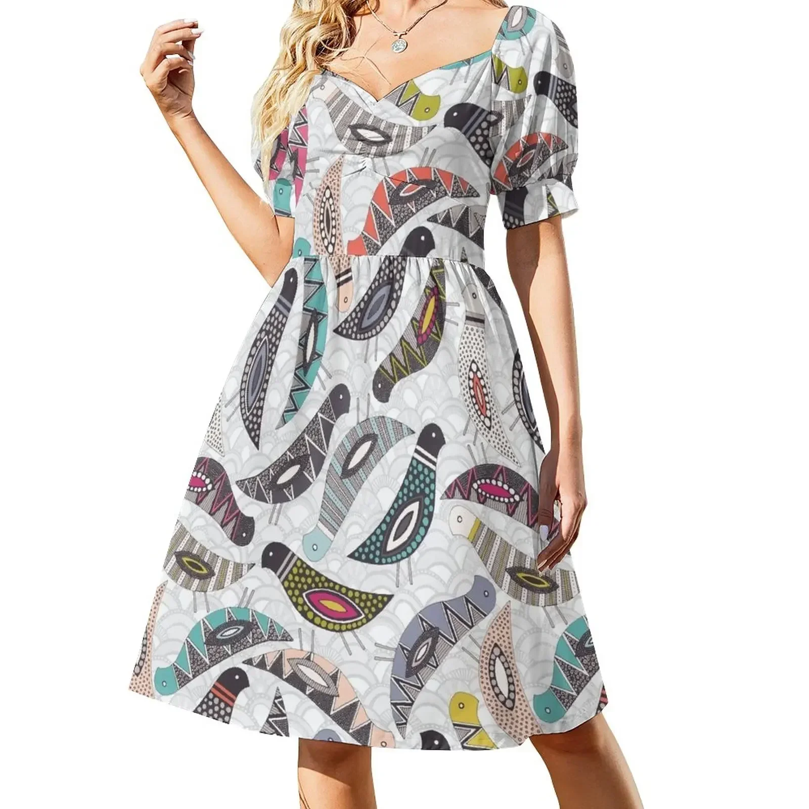 

scatter bird scallop white Short-Sleeved Dress summer woman dress 2025 Woman fashion beach dresses Dress