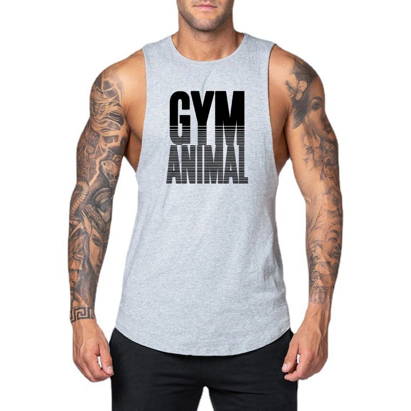 

Summer Gym Clothing Cotton Fitness Tank Tops Mens Training Bodybuilding Sleeveless Shirts Casual Muscle Loose Breathable Vests