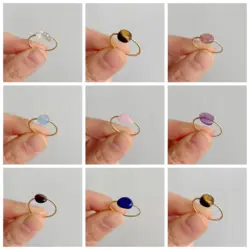 New Simple Irregular Stone Rings Random Shape Natural Stone Rose Quartzs Rings For Women Finger Rings Party Wedding Jewelry Gift