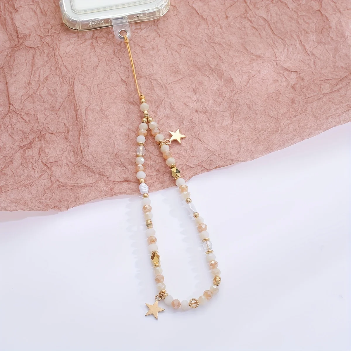 

Модная акриловая цепочка для мобильного телефона с пятиконечной звездой, кулон из бисера, ремешок для телефона, подвесная веревка для мобильного телефона для женщин, ювелирные изделия