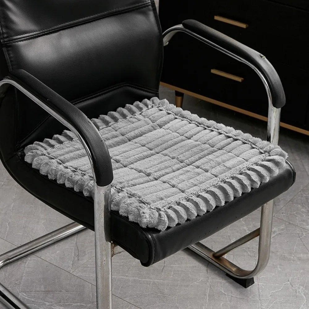 Practical Soft Chair Seat Cushion Non-Slip Thick Thick Stool Seat Mat Fleece Fabric Multi-Color Winter Warm Pad for Home Use