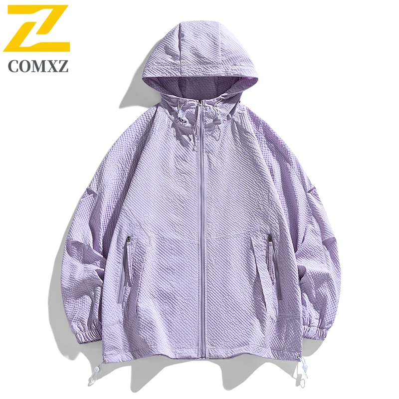 Summer Sunscreen Clothing Men's Simple All-match Solid Color Lightweight Loose UV Hooded Windbreaker Jacket Casual Bicycle Coat