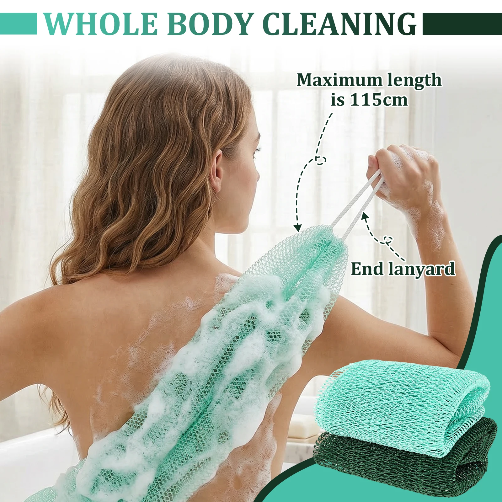 2Pcs African Net Bath Sponge Soft Skin Friendly Exfoliating Body Scrubber Fast Drying Bath Shower Sponge Bathroom Supplies view 3