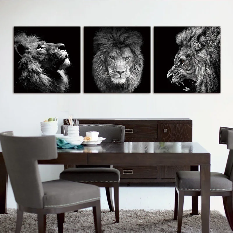 Spray painting simple animal lion head sofa background wall decoration living room bedroom canvas painting