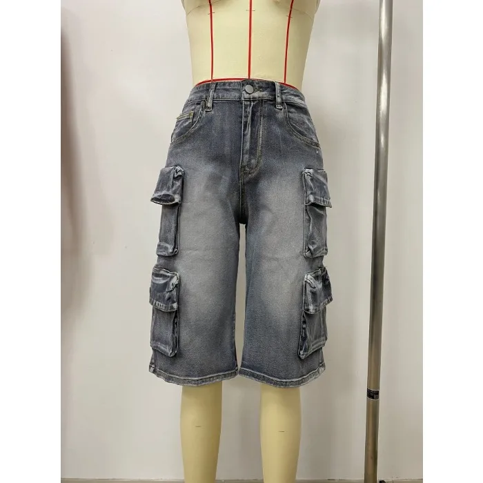 Elegant Shorts Women's Clothing Streetwear Summer 2025 New Loose Fashion Casual Workwear Half Pants with Large Pockets Female